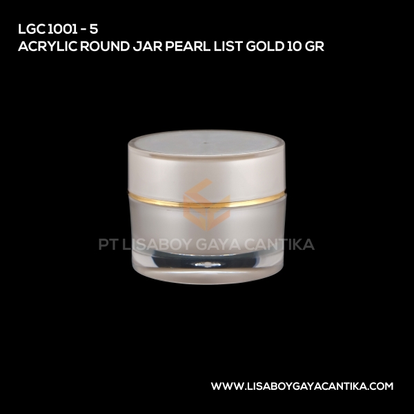1001-5 Acrylic Round Jar Pearl List Gold 10gr