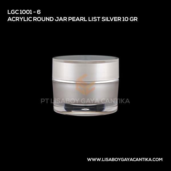 1001-6 Acrylic Round Jar Pearl List Silver 10gr