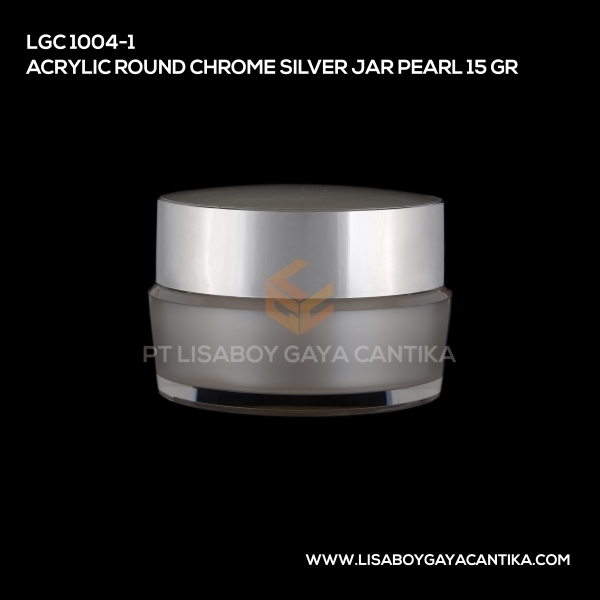 1004-1 Acrylic Round Chrome Silver Jar Pearl 15gr