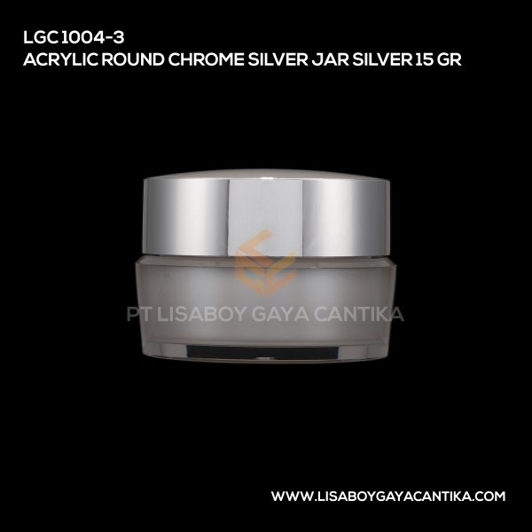 1004-3 Acrylic Round Chrome Silver Jar Silver 15gr