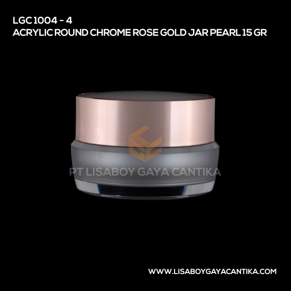 1004-4 Acrylic Round Chrome Rose Gold Jar Pearl 15 Gr