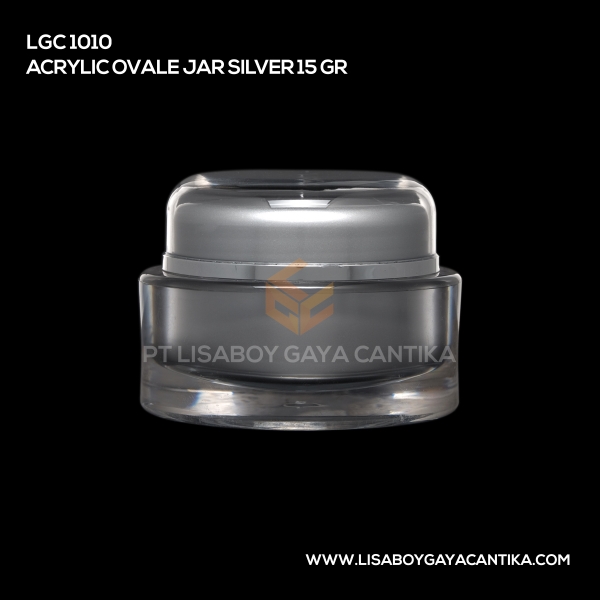 1010-Acrylic Ovale Jar Silver 15 Gr