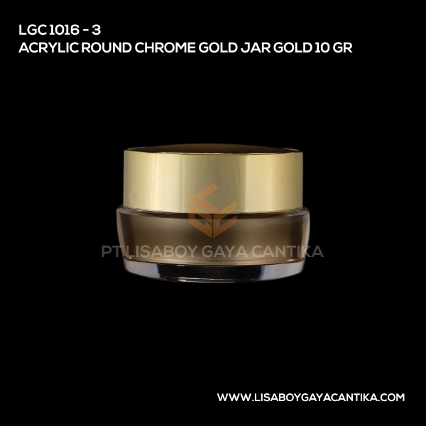 1016-3 Acrylic Round Chrome Gold Jar Gold 10 Gr
