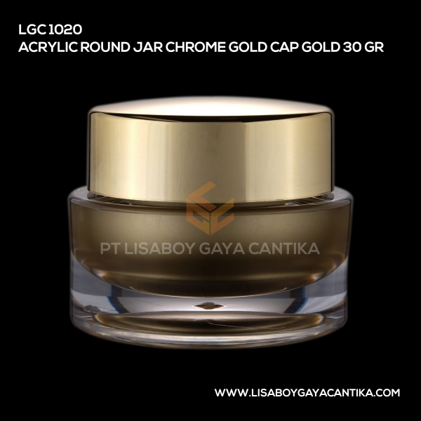 1020- Acrylic Round Jar Chrome Gold 30 Gr