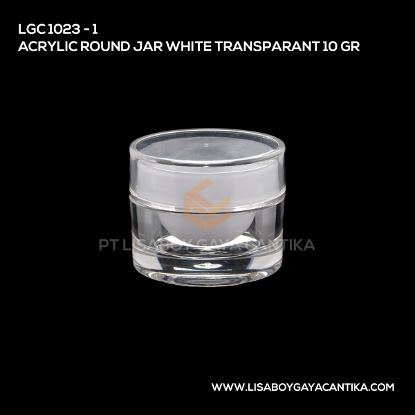 1023-1 Acrylic Round Jar White Transparant 10 Gr