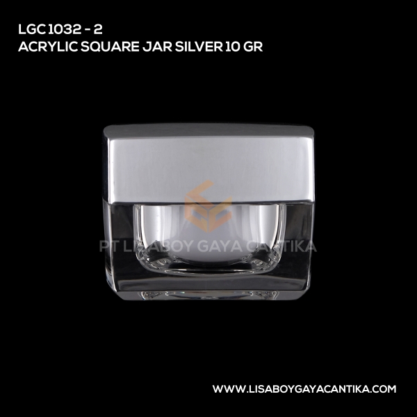 1032-2 Acrylic Square Jar Silver 10 Gr