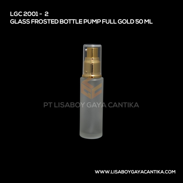 2001-2 Glass Frosted Bottle Pump Full Gold 50ml