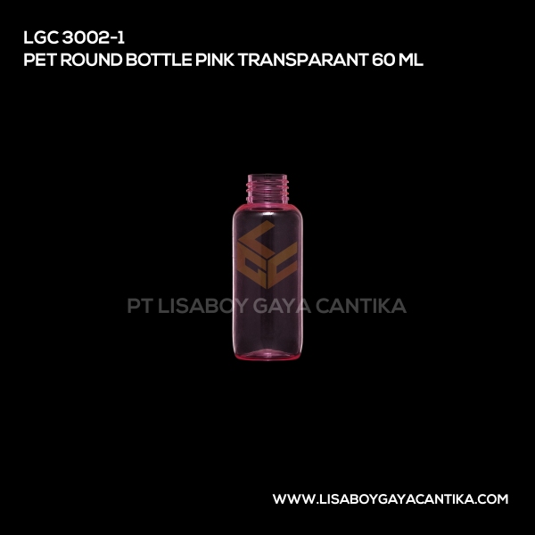 3002-1 Pet Round Bottle Pink Transparant 60 ml