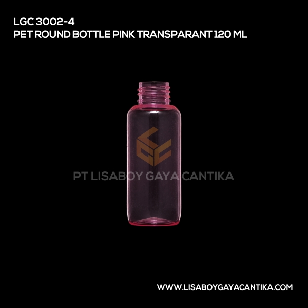 3002-4 Pet Round Bottle Pink Transparant 120 ml