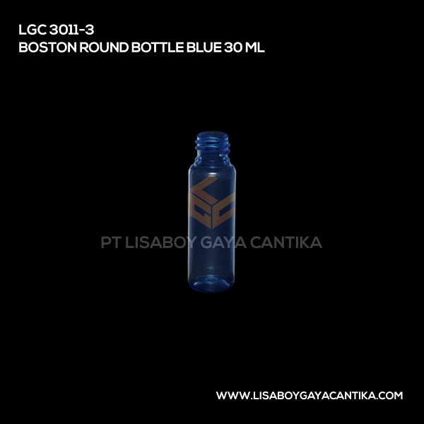 3011-3 Boston Round Bottle Blue 30ml