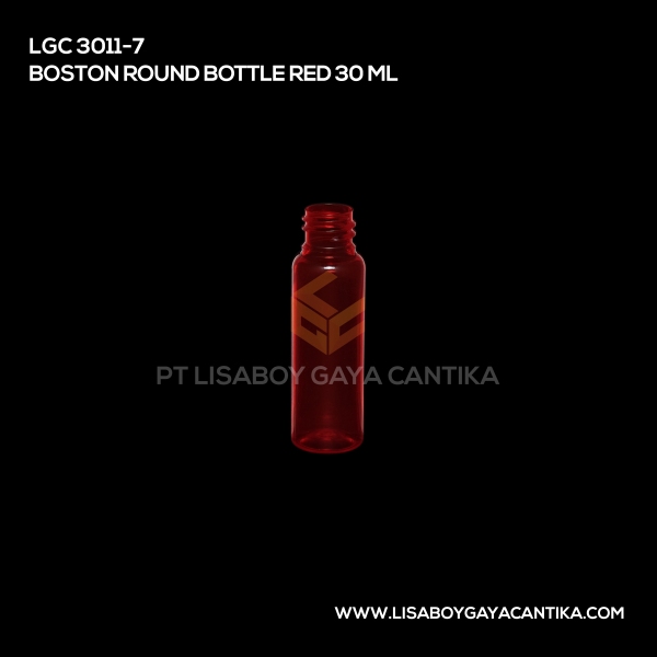 3011-7 Boston Round Bottle Red 30ml