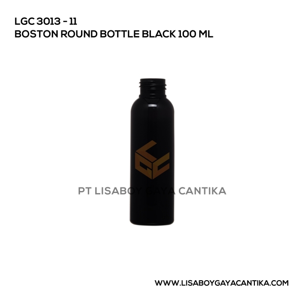 3013-11 Boston Round Bottle Black 100ml