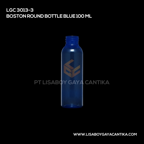 3013-3 Boston Round Bottle Blue 100ml