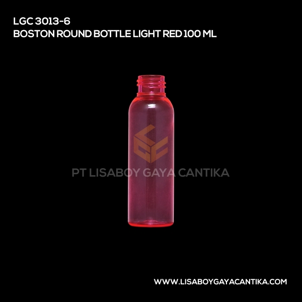 3013-6 Boston Round Bottle Light Red 100ml