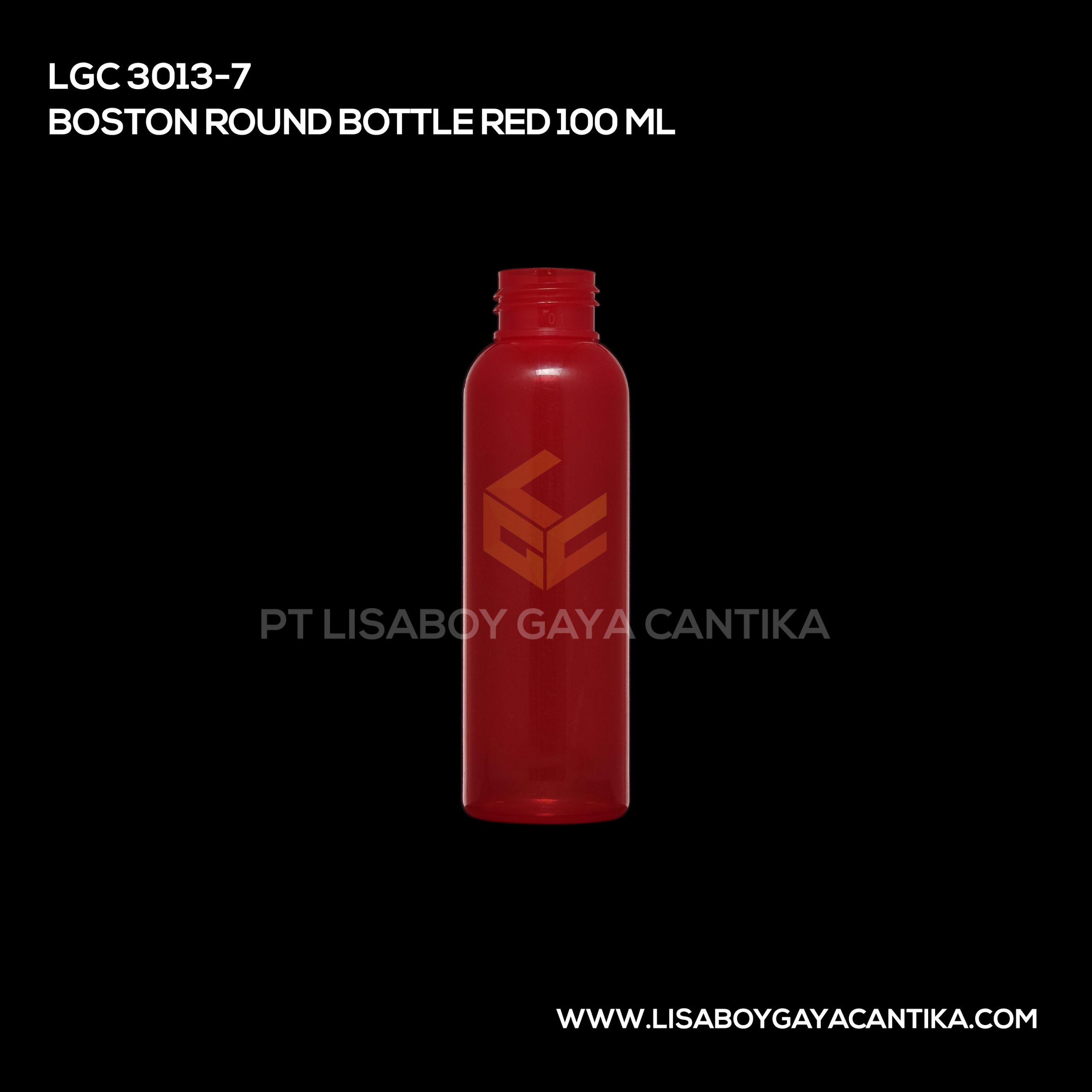 3013-7 Boston Round Bottle Red 100ml