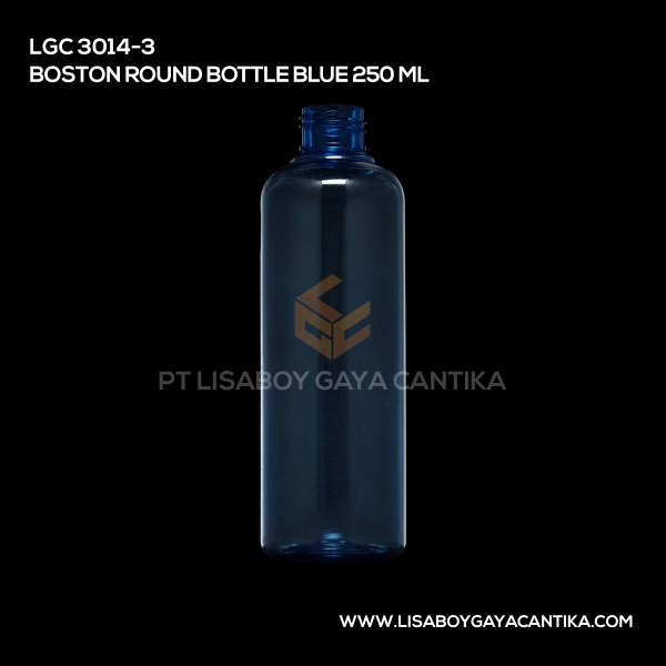 3014-3 Boston Round Bottle Blue 250ml