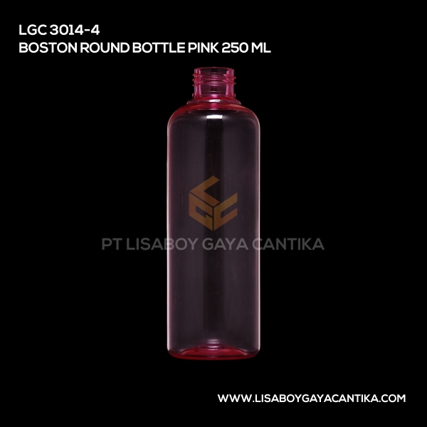3014-4 Boston Round Bottle Pink 250ml