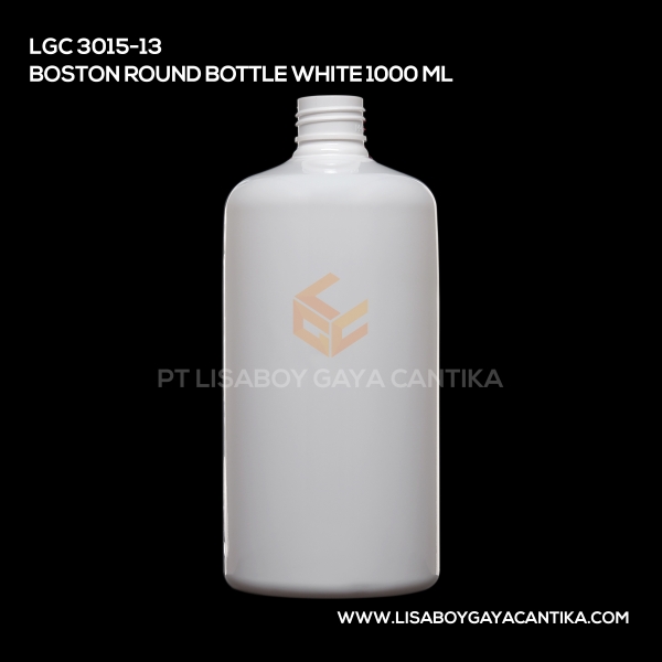 3015-13 Boston Round Bottle White 1000ml