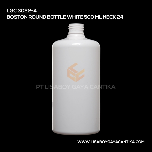3022-4 Boston Round Bottle White 500ml Neck 24