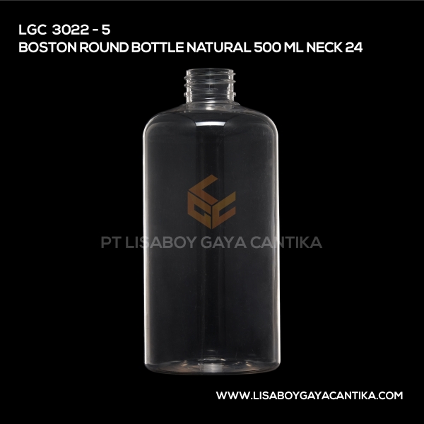 3022-5 Boston Round Bottle Natural 500ml Neck 24