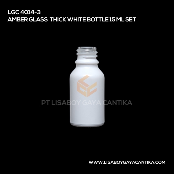 4014-3 Amber Glass Thick White Bottle 15 ml Set