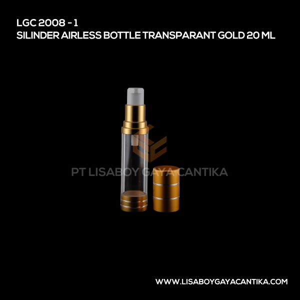 2008-1 Silinder Airless Bottle Transparant Gold 20 Ml