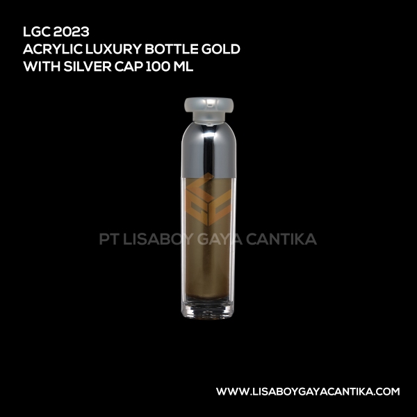 2023 Acrylic Luxury Bottle Gold With Silver Cap 100 Ml