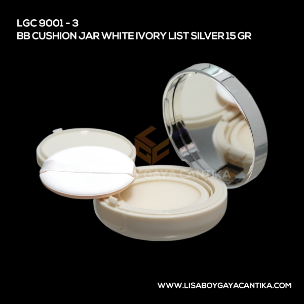9001-3 Bb Cushion Jar White Ivory List Silver 15gr