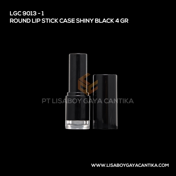 9013-1 Round Lip Stick Case Shiny Black 4 Gr