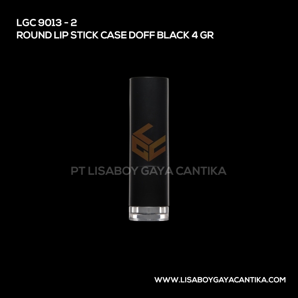 9013-2 Round Lip Stick Case Shiny Black 4 Gr